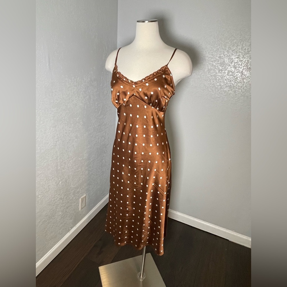 Japna Brown Polka Dot Dress Y2K